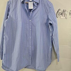 H&M Blue Striped Oversized Shirt Dress/Blouse – Size S – NWT